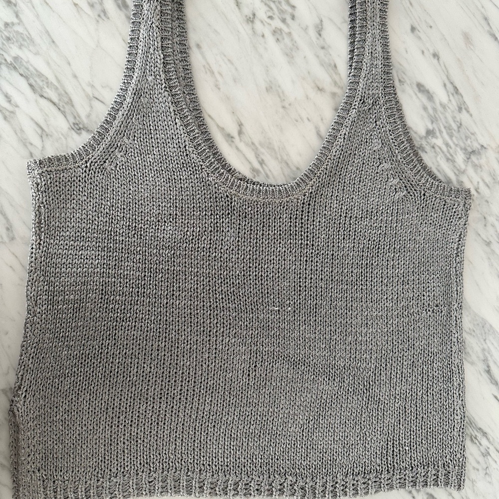 Zara Silver Knit Top